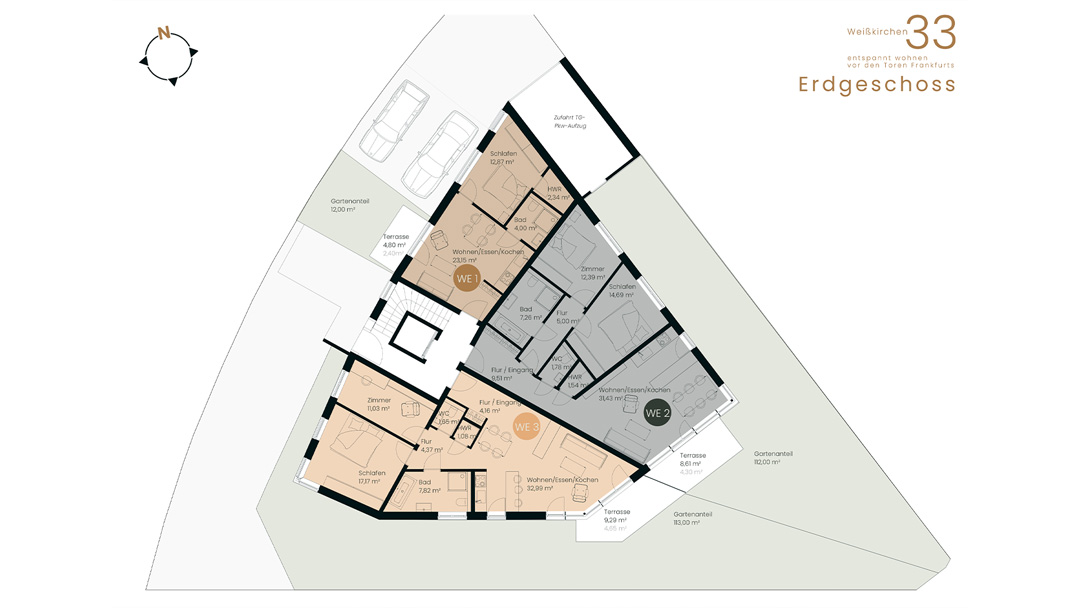 GenoCrowd Energieeffizientes Mehrfamilienhaus im schönen Taunus, Oberursel - Erdgeschoss Grundriss