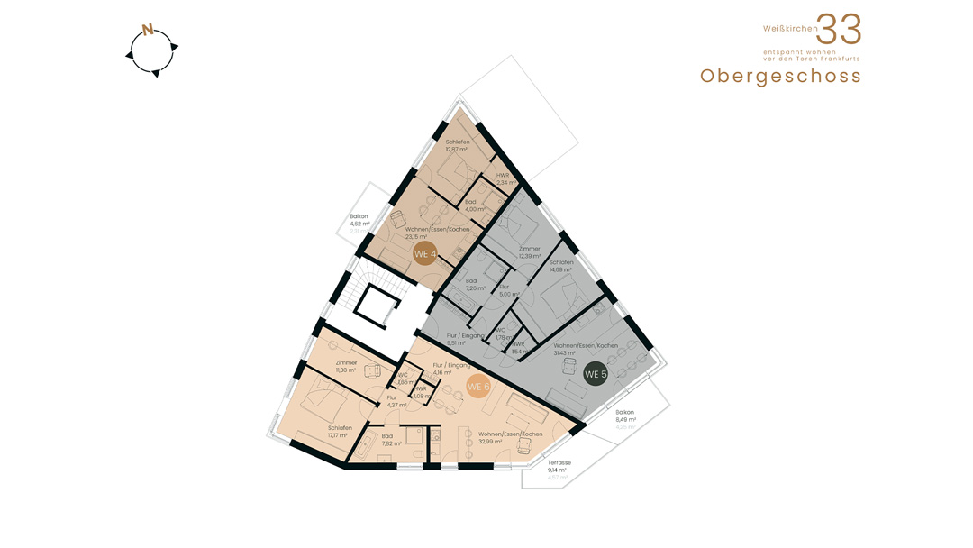 GenoCrowd Energieeffizientes Mehrfamilienhaus im schönen Taunus, Oberursel - Obergeschoss Grundriss